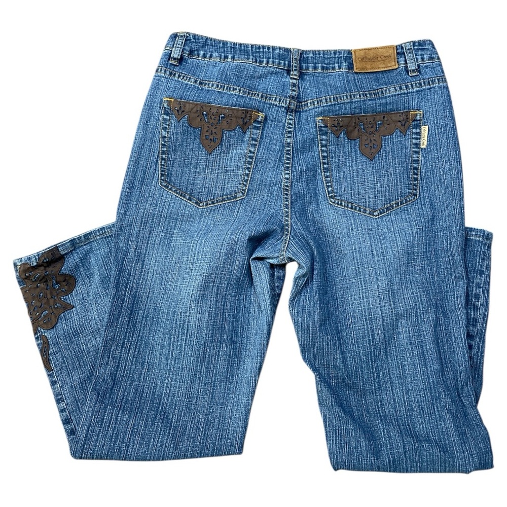 Coldwater Creek Blue Denim with Brown Suede Detail Non-Distressed Jeans Size 14